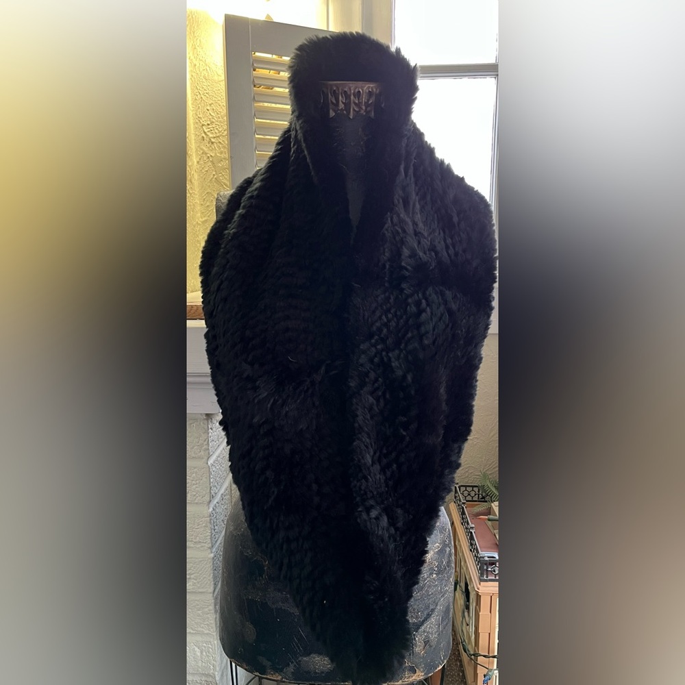 Nice Glory 100% Real Rex Rabbit Fur Black Scarf Collar Fur Neck Women Wrap